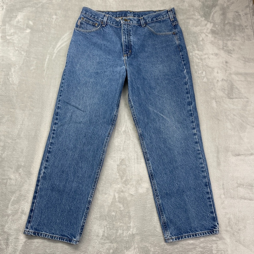 Carhartt Workwear Jeans Mens 38x30 Blue Denim Mid-Rise Straight Leg‎ Relaxed Fit